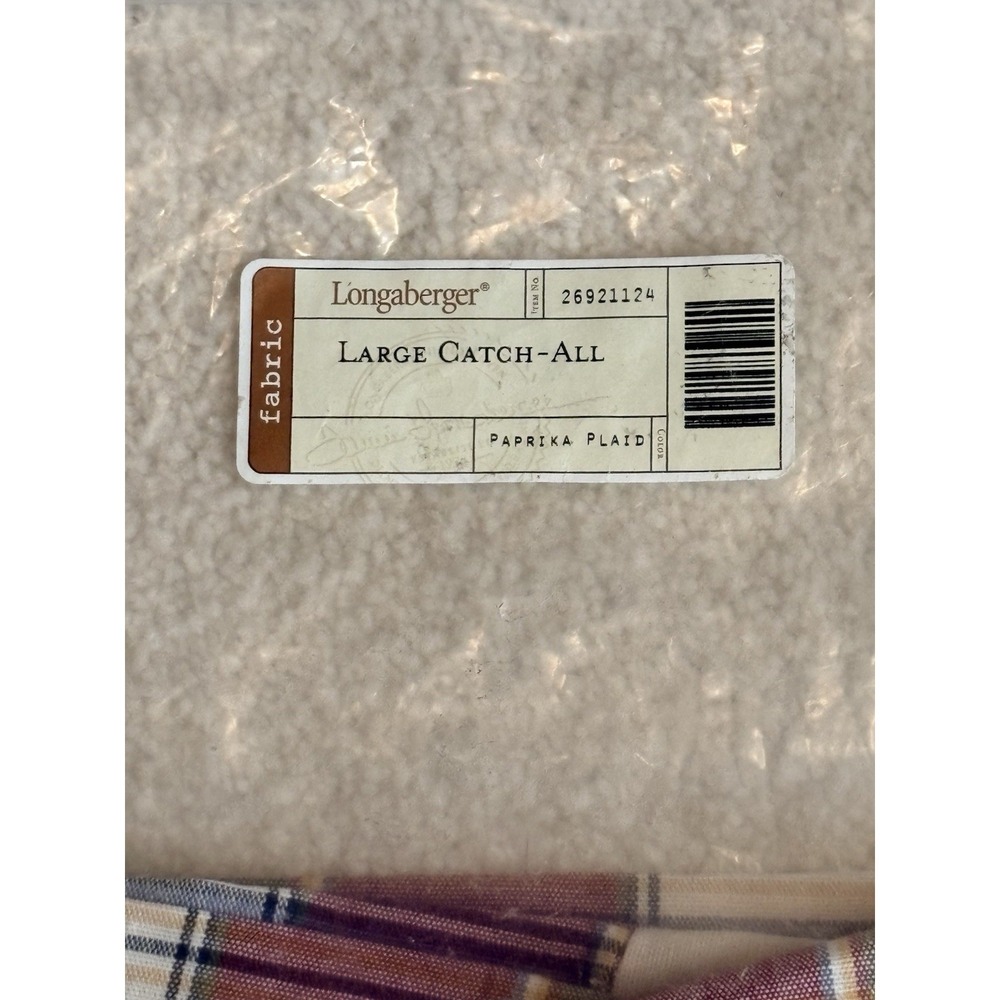 Longaberger Paprika Plaid LARGE CATCH-ALL Basket Liner 26921124 NIP
